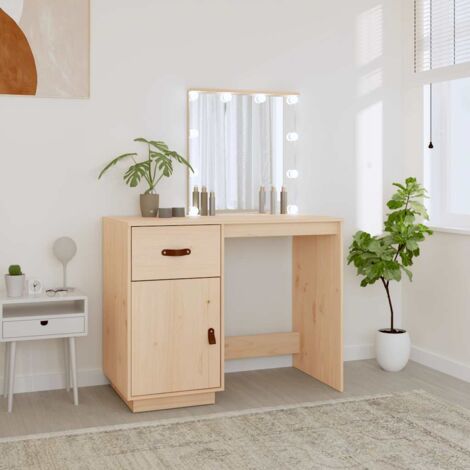 Dressing Table with LED 95x50x133.5 cm Solid Wood Pine vidaXL
