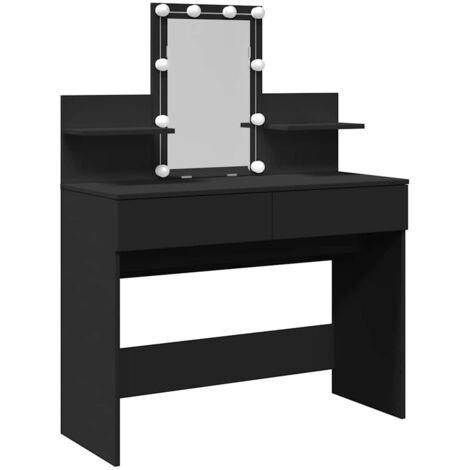 Dressing Table with LED Black 100x40x130 cm vidaXL