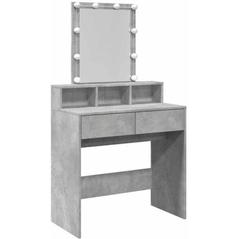 Dressing Table with LED Concrete Grey 80x41x144.5 cm vidaXL