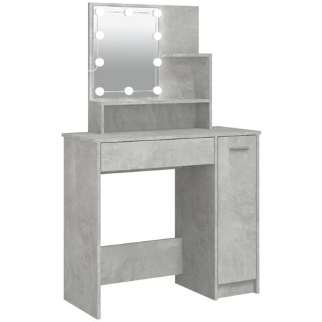 Dressing Table with LED Concrete Grey 86.5x35x136 cm vidaXL