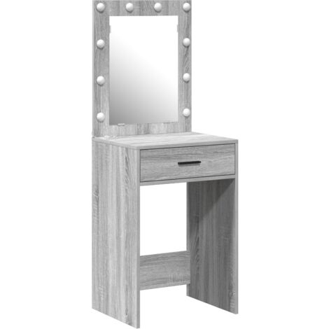 Dressing Table with LED Lights Grey Sonoma 50x41x135 cm vidaXL