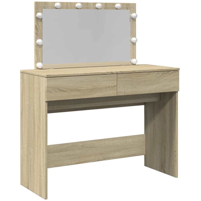 Dressing Table With Led Sonoma Oak 100x40x120 Cm Vidaxl