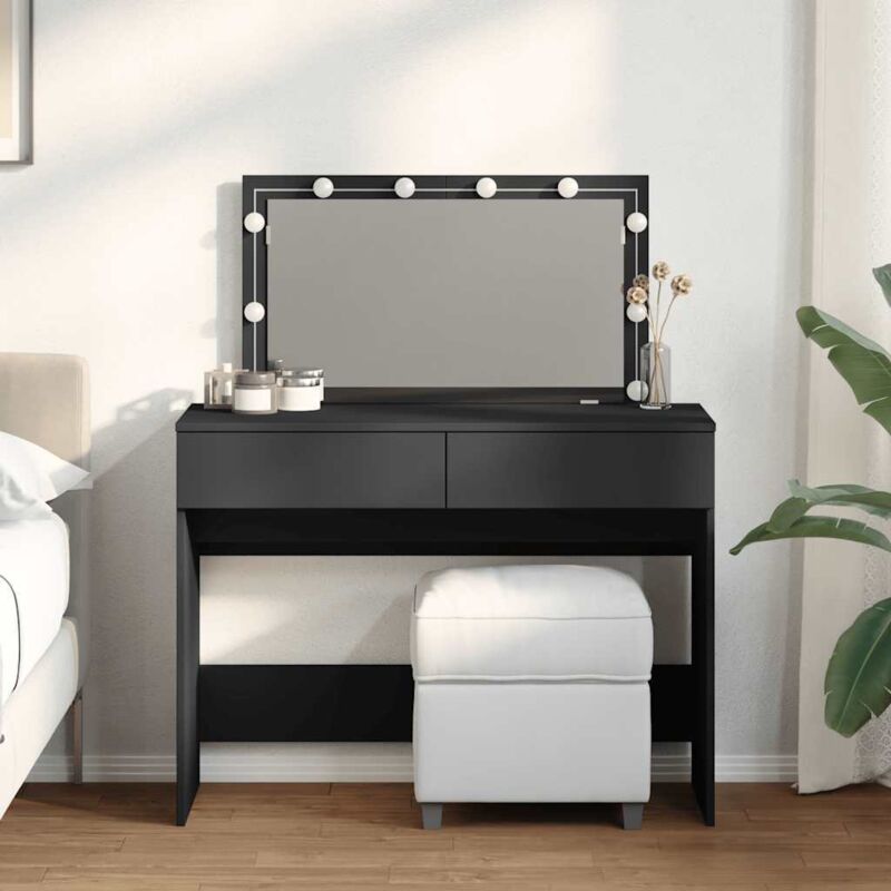 Dressing Table With Led Black 100x40x120 Cm Vidaxl