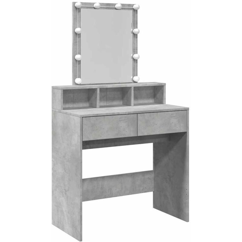 Dressing Table With Led Concrete Grey 80x41x144.5 Cm Vidaxl