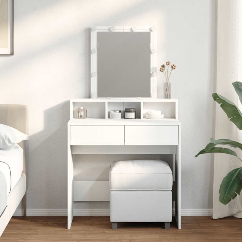 Dressing Table With Led White 80x41x144.5 Cm Vidaxl