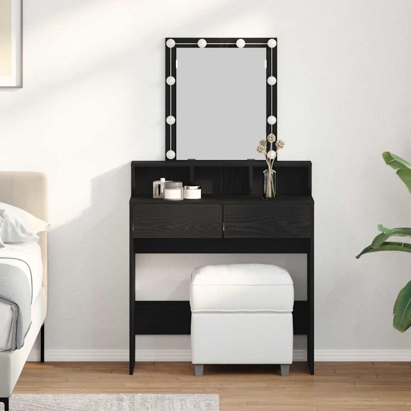 Vidaxl - Dressing Table Black Oak 80 X 41 X 144.5 Cm Engineered Wood