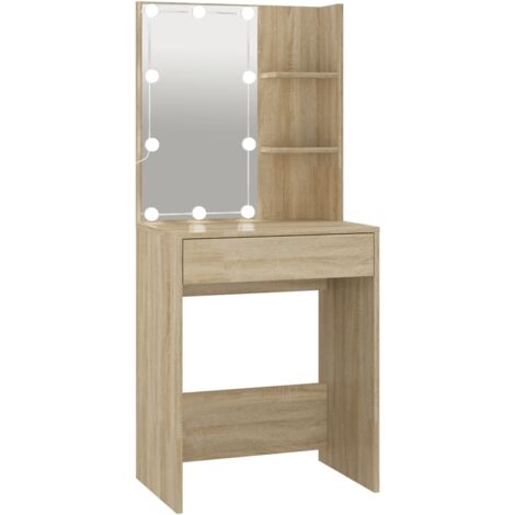 Dressing Table with LED Sonoma Oak 60x40x140 cm vidaXL