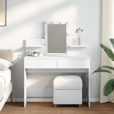 Dressing Table with LED White 100x40x130 cm vidaXL