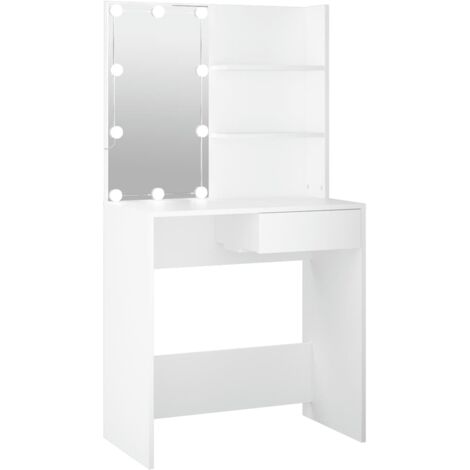 Dressing Table with LED White 74.5x40x141 cm vidaXL