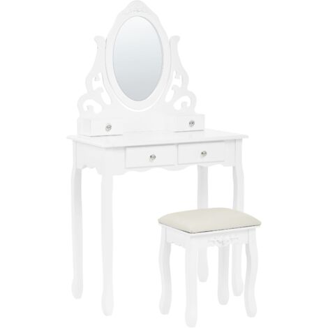 Dressing Table with Mirror and Stool AMOUR White