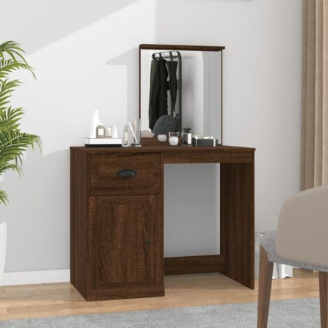 Dressing Table with Mirror Brown Oak 90x50x132.5 cm Engineered Wood vidaXL