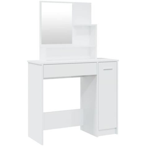Dressing Table with Mirror High Gloss White 86.5x35x136 cm vidaXL