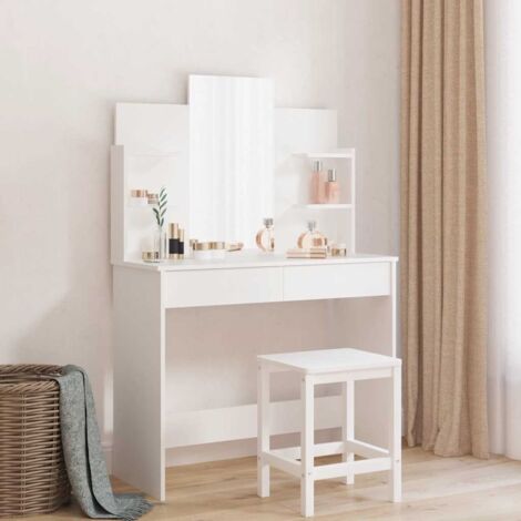 Dressing Table with Mirror White 96x39x142 cm vidaXL