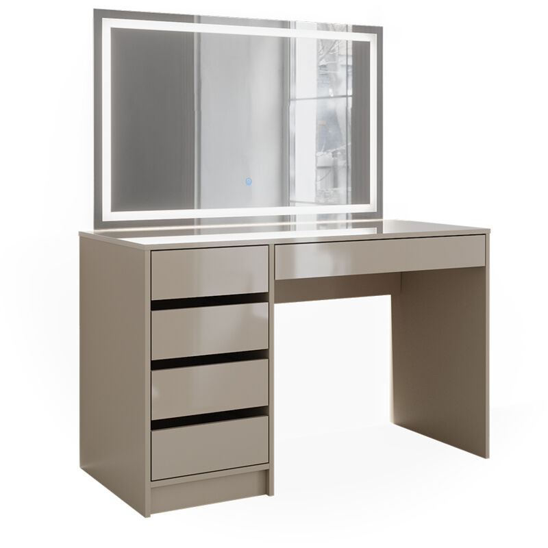 Vicco - Coiffeuse Sherry, Gris brillant, 120cm avec miroir led