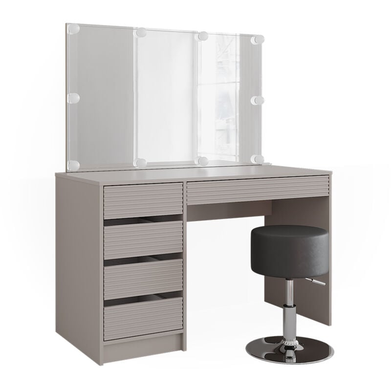 Coiffeuse Sherry, Cachemire, 120cm avec miroir, tabouret & éclairage led Vicco