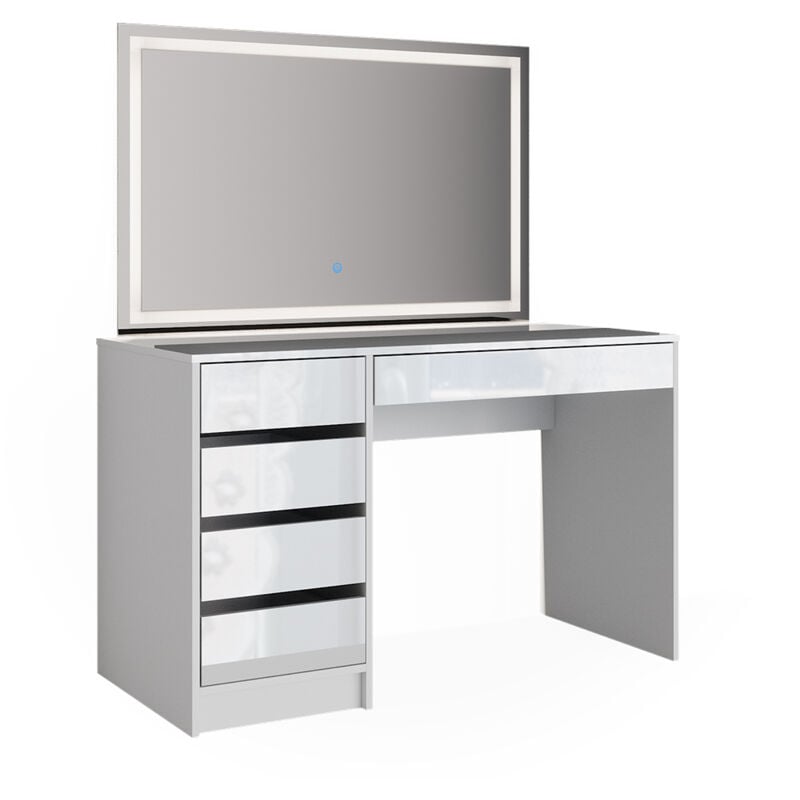 Vicco - Coiffeuse Sherry, Blanc, 120 cm avec éclairage led