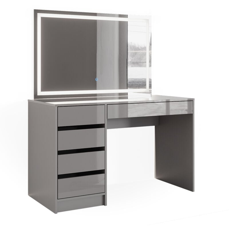 Vicco - Coiffeuse Sherry, Gris, 120 cm avec miroir led