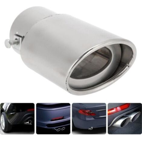 Drfeify Embouts d\'échappement de voiture Tuyau d\'échappement droit universel en acier inoxydable argent brillant pour voiture