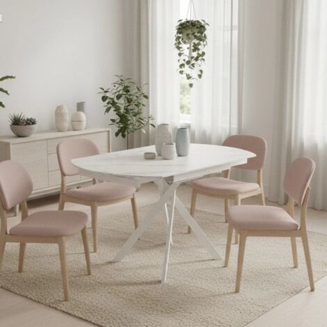 Drift, Tavolo allungabile con top in Ceramica Marmo bianco (120cm X 80/120cm H. 76cm)  Duzzle