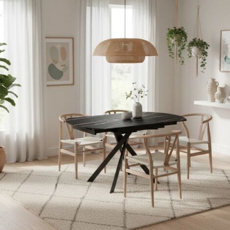 Drift, Tavolo allungabile con top in Ceramica Marmo portoro (120cm X 80/120cm H. 76cm)  Duzzle