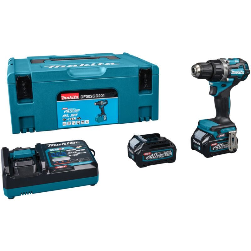 Trapano avvitatore 54Nm 40V max Makita 2 batterie 2,5 Ah BL4025 + caricabatteria DC40RA - DF002GD201