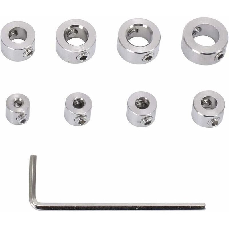 Drill Bit Depth Stop, 8 Pieces Stainless Steel Depth Stop, Durable Ring Drill Bit Depth Stop with Hex Key, 3-10 mm Ring Bit Positioner