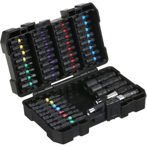 Drill bit set, impact driver for wood, metal, steel and safety bits, power tool with case, 45 pieces