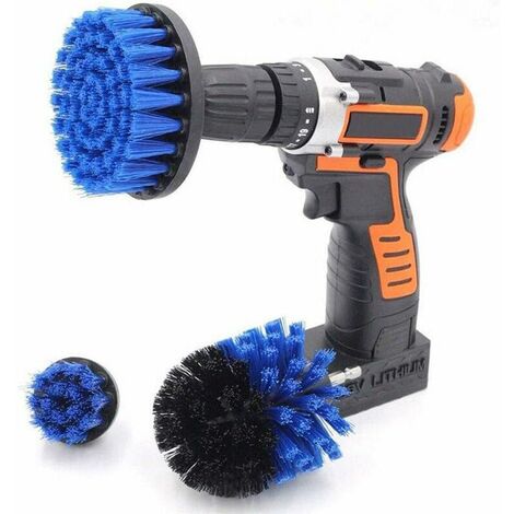 Drill Brush, 3 Pieces/Set Scrubber Electric Cleaning Brush & Power Scrubbing Brush for Patio Carpet Patio Tile Bathroom Cleaning Blue