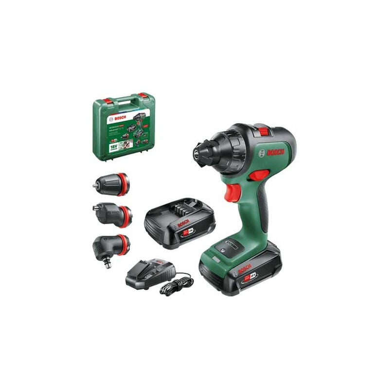 Trapano avvitatore Bosch Advanced Impact 18 + 3 mandrini + 2 batterie da 2,5 Ah + caricabatteria - 06039B510B