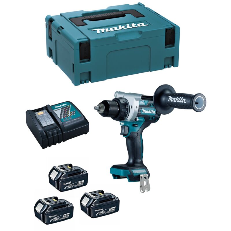 Drill Driver Makita DDF486RT3J (3 x 5,0 Ah + DC18RC + makpac 2)