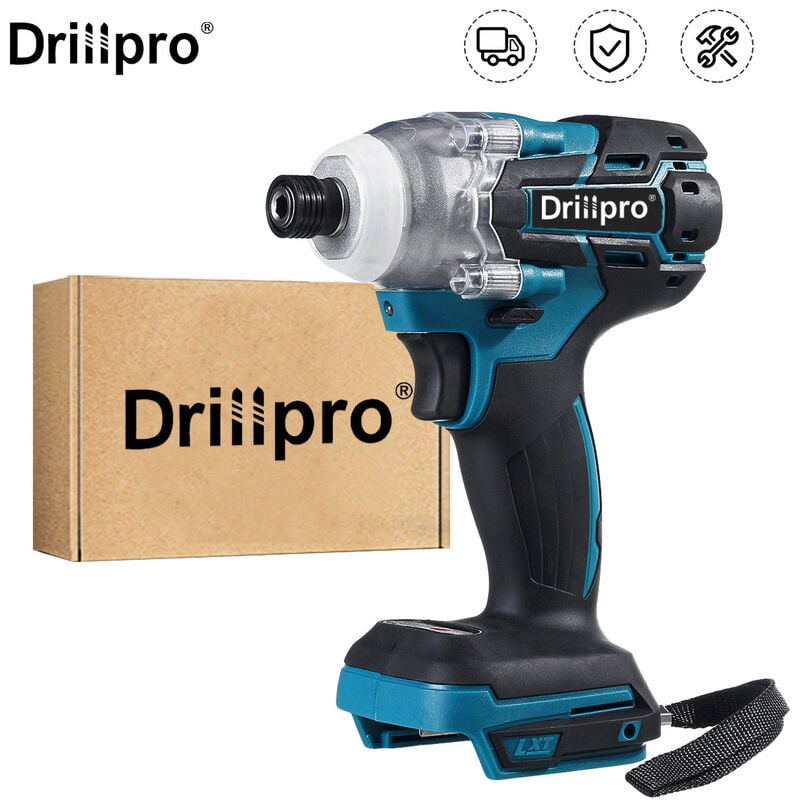 Drillpro Tournevis électrique sans fil et sans balais Foreuse 1/4 pouce compatible avec la batterie Makita 18V