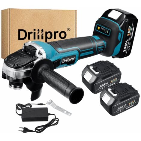 DMTOOL Drillpro Meuleuse d'angle sans balais Meuleuse angulaire brushless sans fil Meuleuse à disque 125mm avec 2 batteries