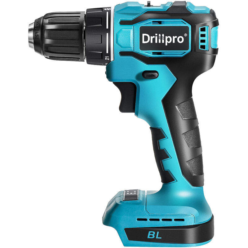 Drillpro Perceuse-visseuse électrique sans fil 10mm 1800rpm 2 vitesses avec lumière de travail led 21+1 mode de réglage de scène