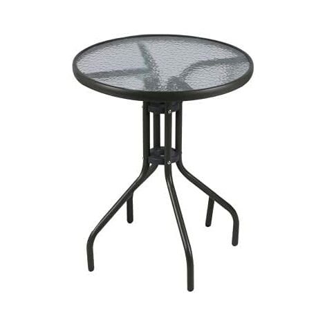 Drinks Table 60cm Outdoor Occasional Table Metal Black Patio Table Round Garden Bistro Side Table Portable Garden Furniture
