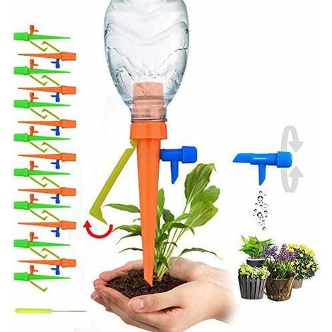 10PCS Plants Automatic Watering Spikes,Plant Waterer with Control Valve Switch,for Indoor Outdoor Plants Vegetables Fit for Most Bottles 