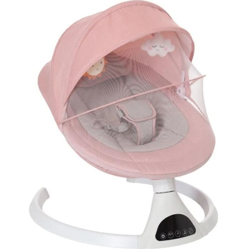 Balancelle Bébé, Transat électrique 5 Vitesses, avec Télécommande,Affichage LED,Musique Bluetooth,USB, Rose