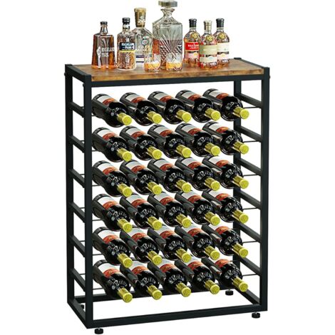 Dripex Étagère à vin pour 30 Bouteilles, étagère à Bouteilles avec 6 étages, Support à vin Vintage en métal pour Cave, Bar, Porte-Bouteille avec Plateau de Table 59 x 30 x 88 cm