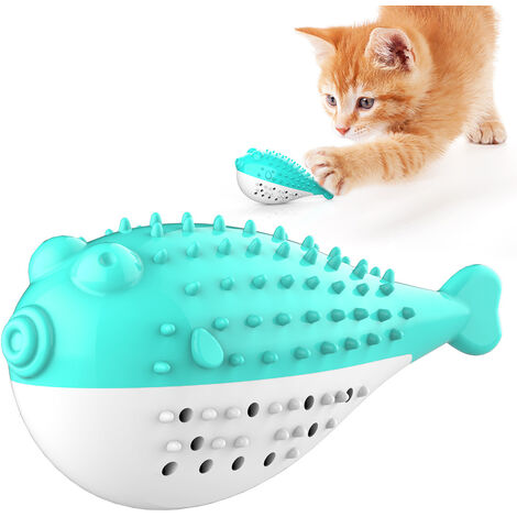 Dripex Les jouets pour chats nettoient les dents, résistent aux morsures et éliminent la mauvaise haleine, brosse à dents pour chat en poisson simulé