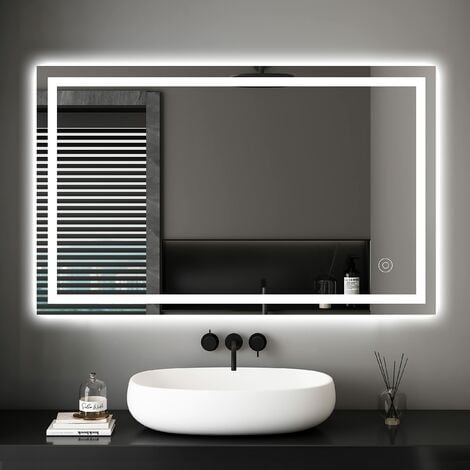 Miroir éclairage LED de salle de bain LOUTRO avec interrupteur tactile,  anti-buée et loupe - 120x80cm - Miroir - cosyneo