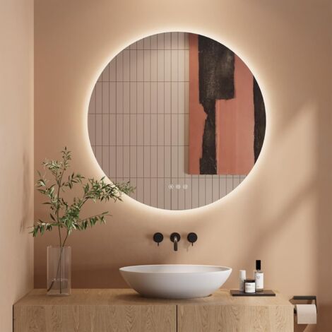 Dripex Miroir Salle de Bain 70cm, Miroir LED Rond Anti-buée, 3 Couleurs, Dimmable, Interrupteur Tactile