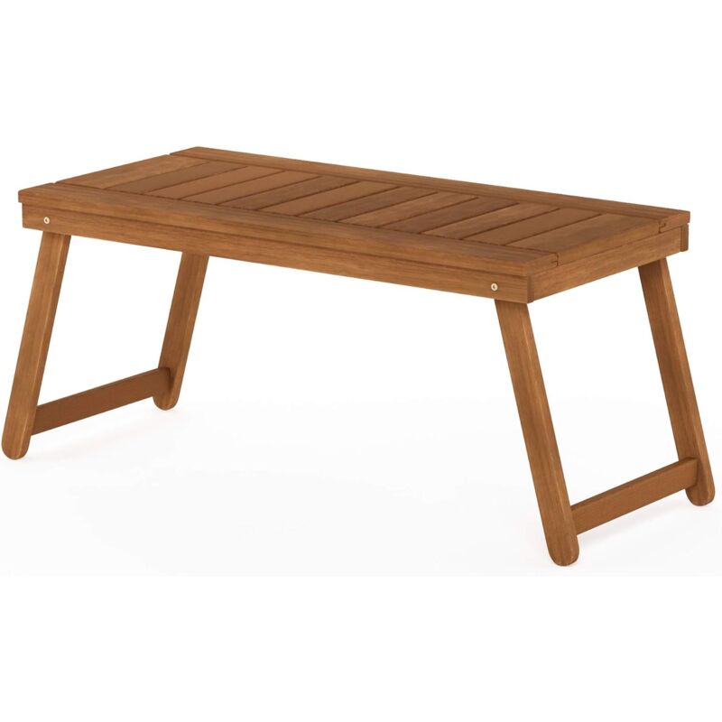 Small Hardwood Table Basse Pliante d'Extérieur, Naturel, 43,15 x 89,9 x 45 cm - Dripex