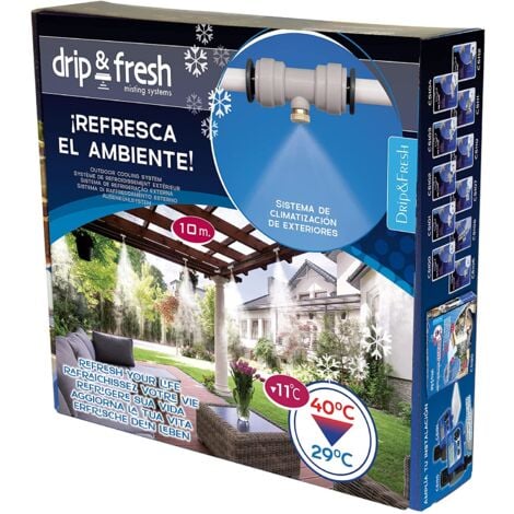 DRIPFRESH Drip&Fresh C5115N - Kit de Nebulización para Climatizar tu Patio o Terraza - 8 Puntos de Frescor, 10 m de Largo, Multicolor