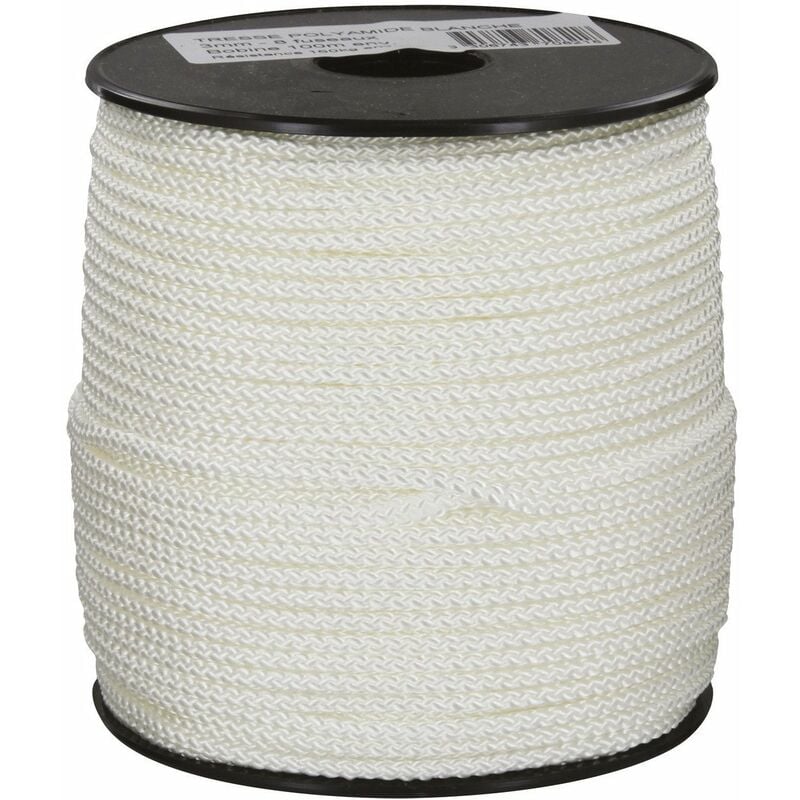 Drisse polyamide tressé blanc 3 x 100