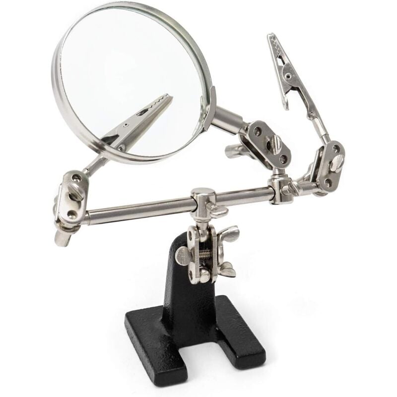 Image of Dritte Hand mit Klemme und Lupe - Ständer, 5-fache Vergrößerung - Löten, Inspektion