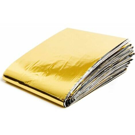 DRIVE - VTJIT Couverture d'urgence 1 pièce bâche isotherme 210 x 160 cm couverture thermique urgence couverture survie protège contre la chaleur et le froid Or argent 1 pièce