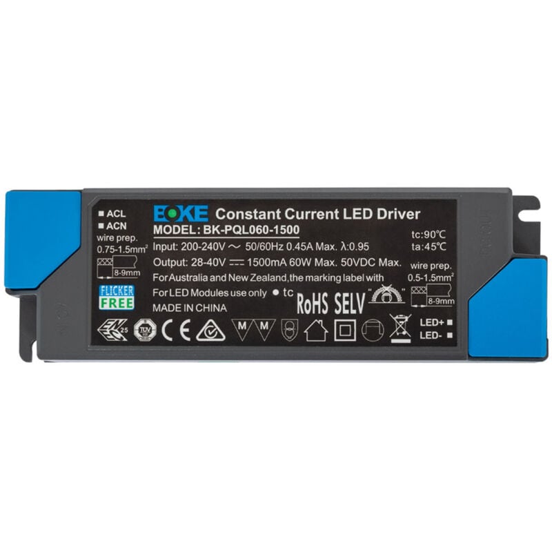 

Driver 200-240V No Flicker Salida 28-40V 1500mA 60W BK-PQL-060 60 W - 60 W - Boke