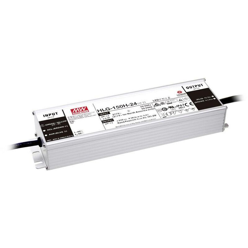 HLG-150H-24AB Driver de led à tension constante 151.2 w 3.8 - 6.3 a 22 - 27 v/dc dimmable, fonction dimmeur 3 en 1, réglable, circuit pfc, Q921152