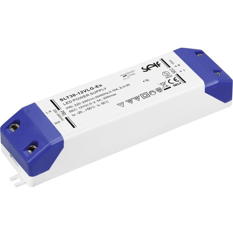 SLT30-48VLG-ES Driver de led à tension constante 30 w 0 a - 625 mA 48 v/dc non dimmable, montage sur d - Self Electronics