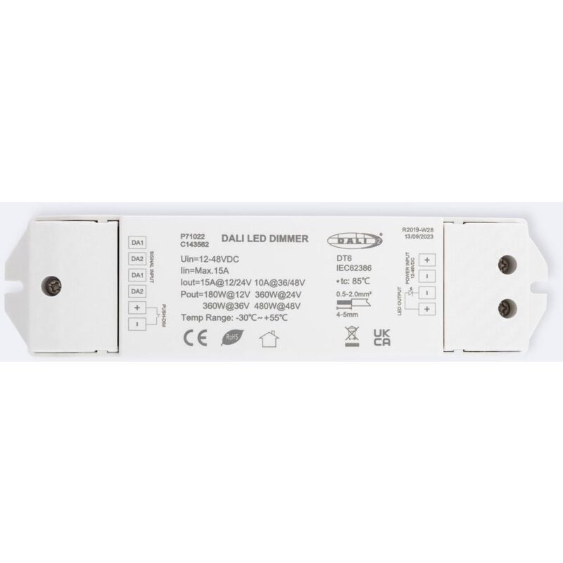 Driver Dimmable dali 1 Canal pour Ruban led Monochrome 12-48V Compatible avec Bouton-Poussoir Blanc
