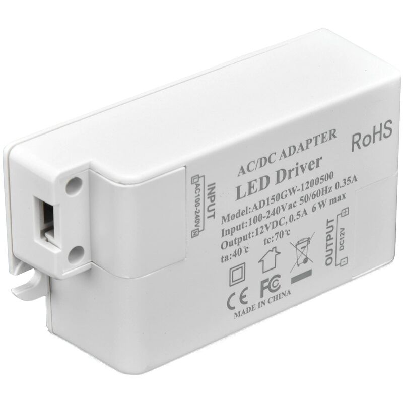 Driver Led 6W Maximum 100 240V Transformateur 12V Tension Constante Driver Transformateur Led 0.5A Convertisseur Convertisseur avec Transformateurs